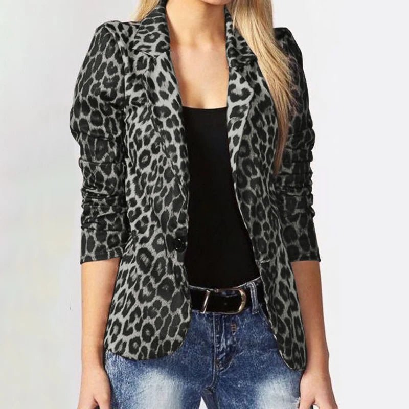 ZANZEA Leopard Print Lightweight Blazer for Women Autumn Notched Lapel Long Sleeve with Shoulder Pad Woman Commute Outerwear - T&NLIFESTYLE ZANZEA Leopard Print Lightweight Blazer for Women Autumn Notched Lapel Long Sleeve with Shoulder Pad Woman Commute Outerwear