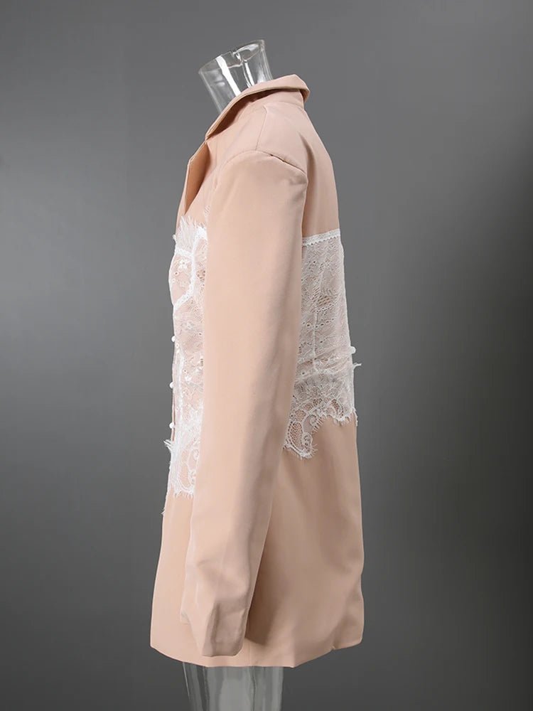 DEAT Fashion White Lace Patchwork Blazer Women's Notched Collar Slim Fit Long Sleeves Single Breasted Suit Jacket New Tide - T&NLIFESTYLE DEAT Fashion White Lace Patchwork Blazer Women's Notched Collar Slim Fit Long Sleeves Single Breasted Suit Jacket New Tide
