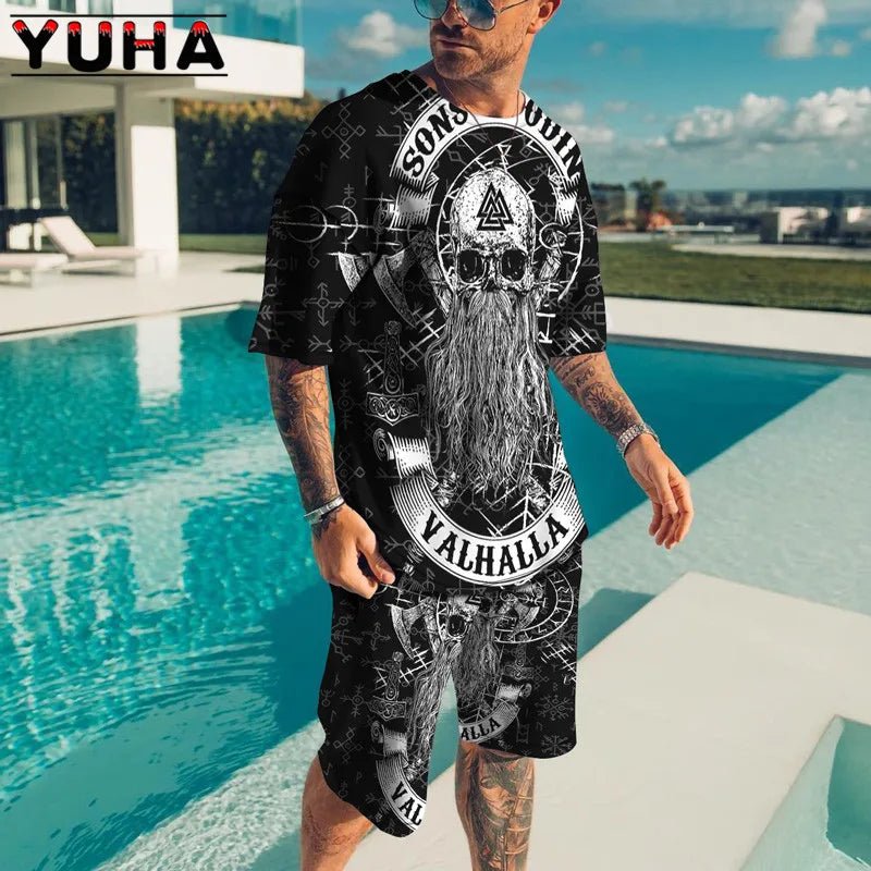 YUHA,Summer Men's Clothing T Shirt Sets 3D Terrible skeleton Print Casual Shorts Tracksuit Male 2 Piece Suit Newest Short Sleev - T&NLIFESTYLE YUHA,Summer Men's Clothing T Shirt Sets 3D Terrible skeleton Print Casual Shorts Tracksuit Male 2 Piece Suit Newest Short Sleev
