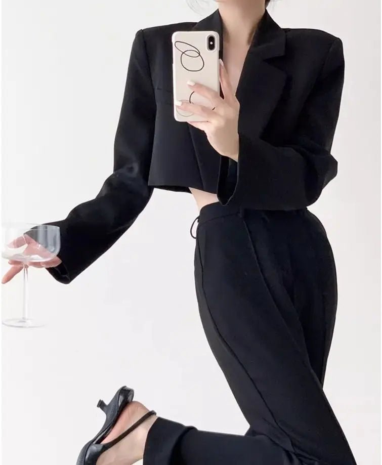 Fashion Women Short Blazer White Basic Jackets Top Elegant Solid Long Sleeve Open Front Coats Casual Short Outwear Office Coat - T&NLIFESTYLE Fashion Women Short Blazer White Basic Jackets Top Elegant Solid Long Sleeve Open Front Coats Casual Short Outwear Office Coat