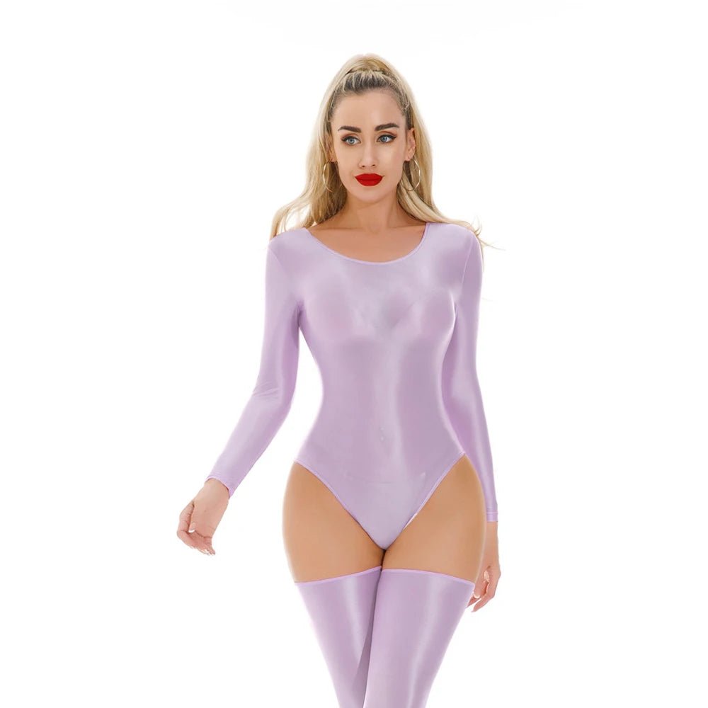 Sexy Women Candy Color High Cut Bodysuit Elastic Dance Tights Smooth Longsleeve Yoga Shapping Leotard One Pieces Thong - T&NLIFESTYLE Sexy Women Candy Color High Cut Bodysuit Elastic Dance Tights Smooth Longsleeve Yoga Shapping Leotard One Pieces Thong
