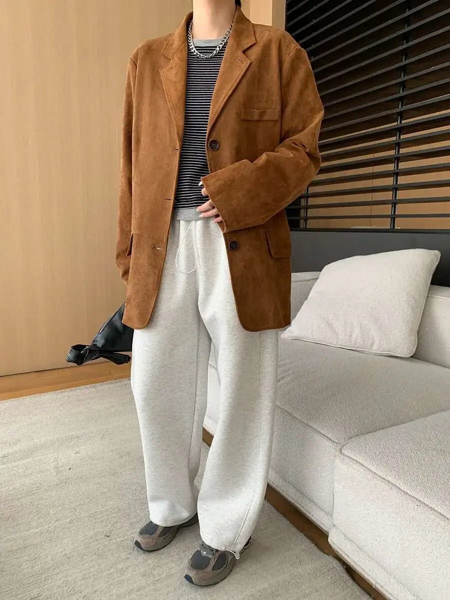[LANMREM] Vintage Blazers For Women Notched Single Breasted Long Sleeve Office Lady Loose Jackets 2025 Autumn New 26D9821 - T&NLIFESTYLE [LANMREM] Vintage Blazers For Women Notched Single Breasted Long Sleeve Office Lady Loose Jackets 2025 Autumn New 26D9821
