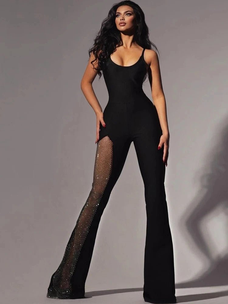 Kliou Shiny Silver Net Jumpsuit Women Fashion Patchwork Mesh Classic Style One Pieces Hipster Twinkle Sleeveless High Streetwear - T&NLIFESTYLE Kliou Shiny Silver Net Jumpsuit Women Fashion Patchwork Mesh Classic Style One Pieces Hipster Twinkle Sleeveless High Streetwear