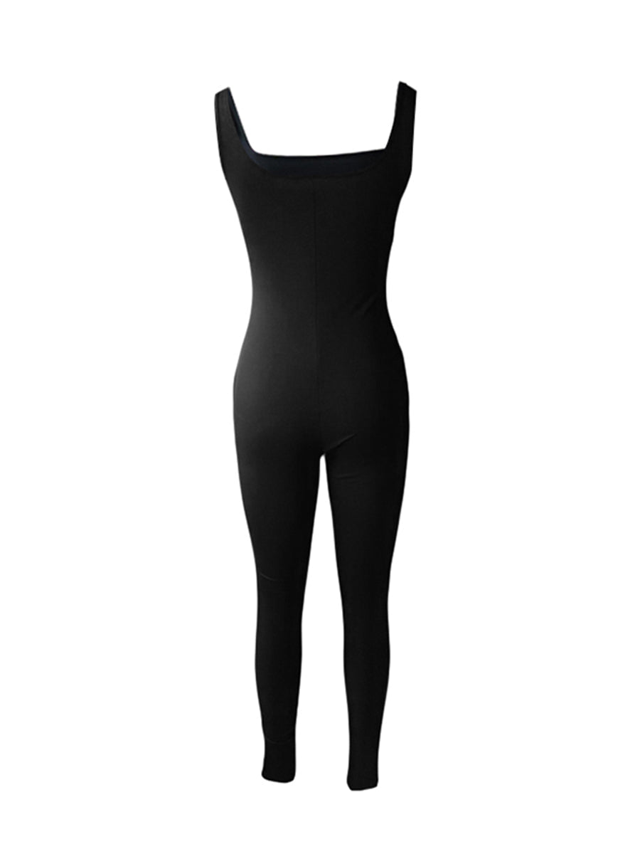 Women Sleeveless Bodycon Jumpsuit Summer Solid Color U - neck Romper Pants Streetwear Clubwear - T&NLIFESTYLE Women Sleeveless Bodycon Jumpsuit Summer Solid Color U - neck Romper Pants Streetwear Clubwear