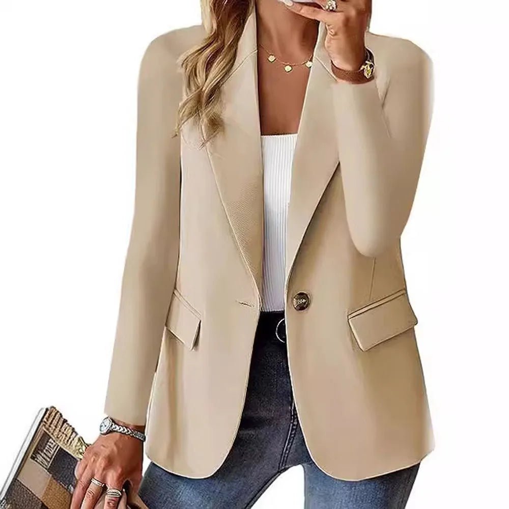 Women OL Blazer Spring Autumn Female One Button Long Sleeve Solid Slim Workwear Business Blazer Coats OUFY - 3008 - T&NLIFESTYLE Women OL Blazer Spring Autumn Female One Button Long Sleeve Solid Slim Workwear Business Blazer Coats OUFY - 3008