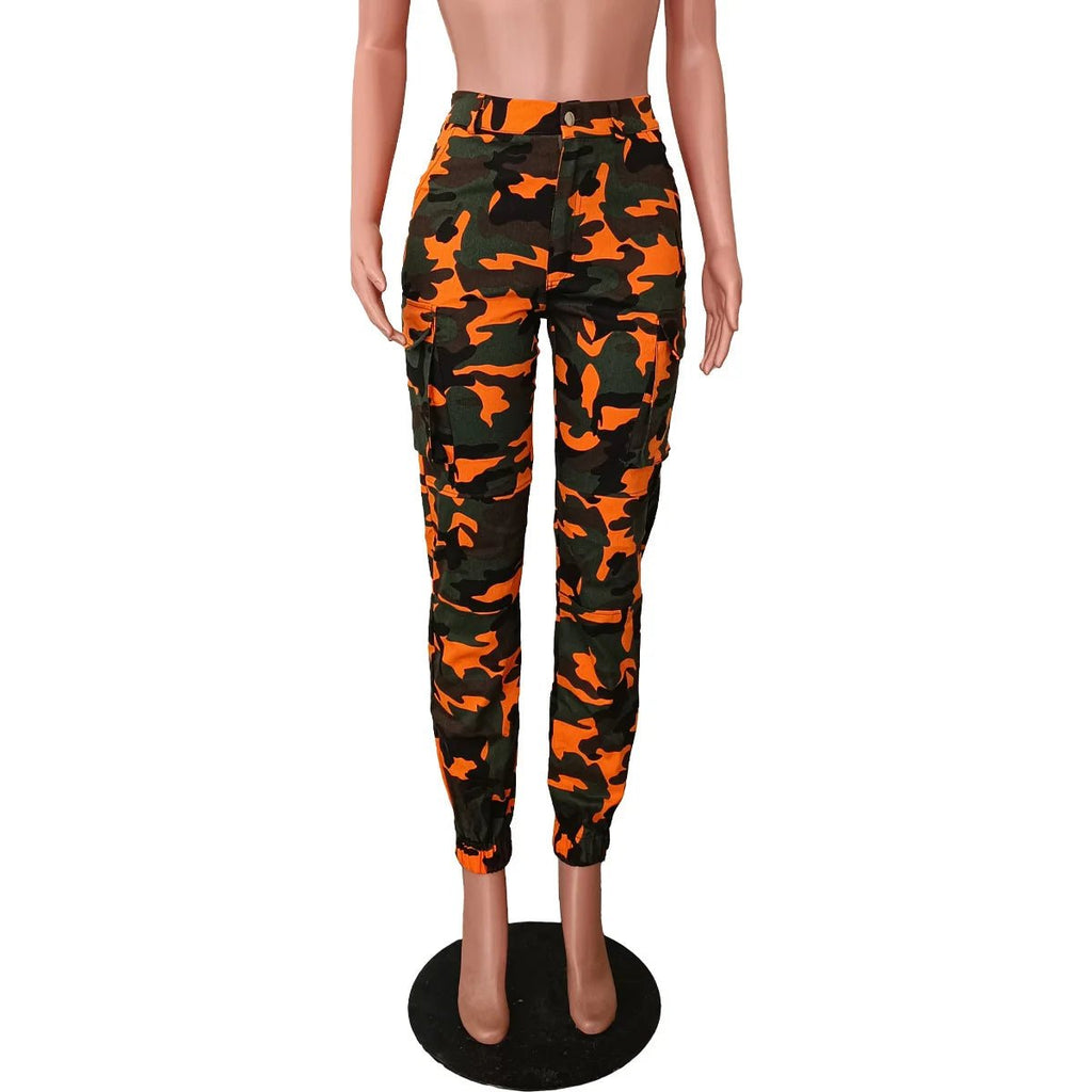 CM.YAYA Women’s Camouflage Printed Slim Cargo Pants 2024 Spring/Summer Pocket Jogger Street Fashion Safari Trousers - T&NLIFESTYLE CM.YAYA Women’s Camouflage Printed Slim Cargo Pants 2024 Spring/Summer Pocket Jogger Street Fashion Safari Trousers