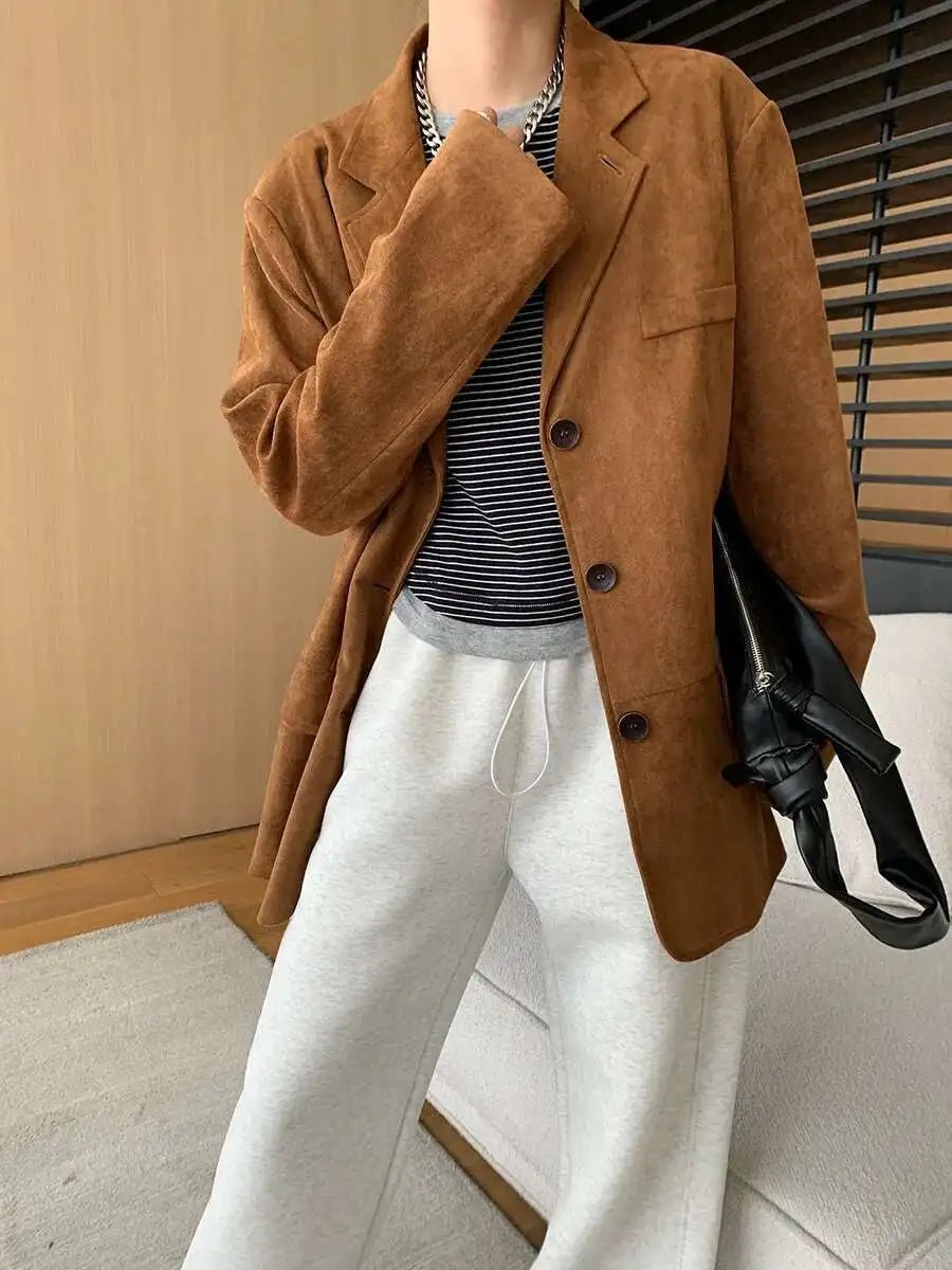 [LANMREM] Vintage Blazers For Women Notched Single Breasted Long Sleeve Office Lady Loose Jackets 2025 Autumn New 26D9821 - T&NLIFESTYLE [LANMREM] Vintage Blazers For Women Notched Single Breasted Long Sleeve Office Lady Loose Jackets 2025 Autumn New 26D9821