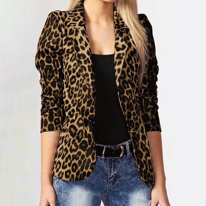 ZANZEA Leopard Print Lightweight Blazer for Women Autumn Notched Lapel Long Sleeve with Shoulder Pad Woman Commute Outerwear - T&NLIFESTYLE ZANZEA Leopard Print Lightweight Blazer for Women Autumn Notched Lapel Long Sleeve with Shoulder Pad Woman Commute Outerwear