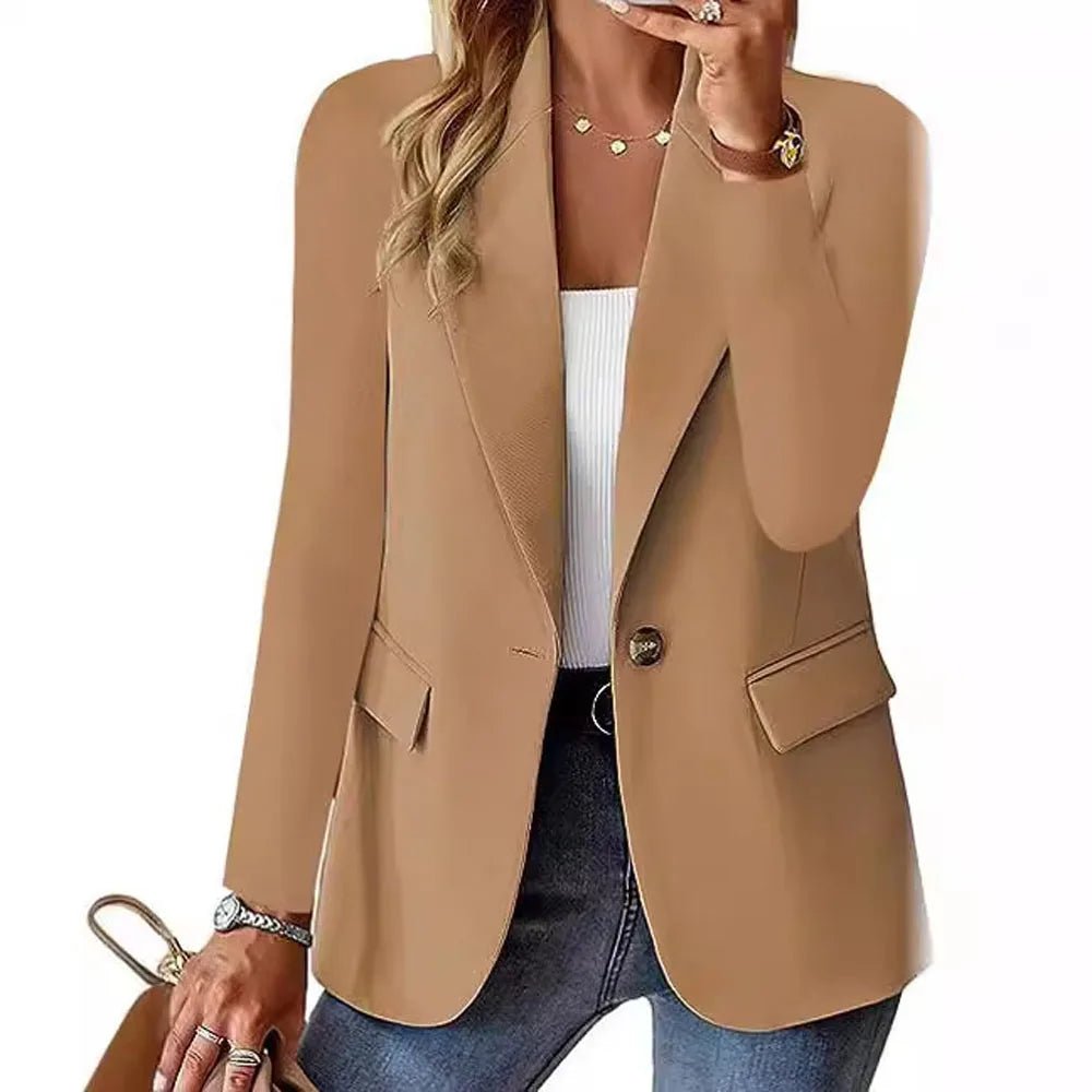 Women OL Blazer Spring Autumn Female One Button Long Sleeve Solid Slim Workwear Business Blazer Coats OUFY - 3008 - T&NLIFESTYLE Women OL Blazer Spring Autumn Female One Button Long Sleeve Solid Slim Workwear Business Blazer Coats OUFY - 3008