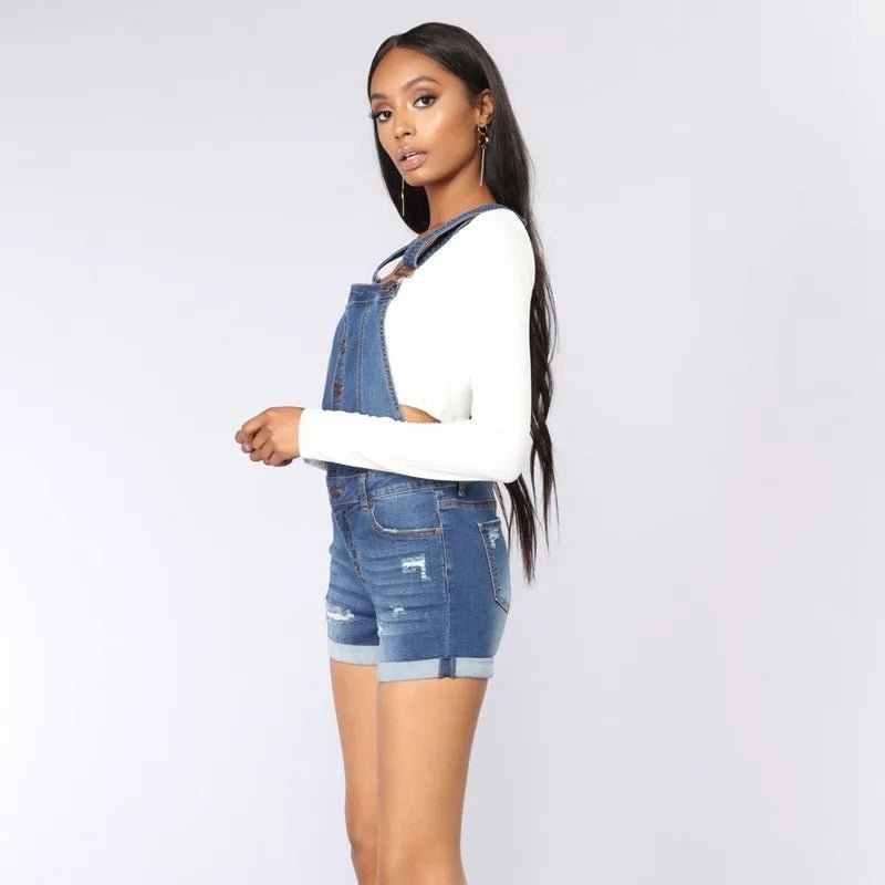 Short Denim Overalls Women Hole Jumpsuit High Waist Casual Jeans Playsuit Washed Salopette Straps 2019 Summer Romper - T&NLIFESTYLE Short Denim Overalls Women Hole Jumpsuit High Waist Casual Jeans Playsuit Washed Salopette Straps 2019 Summer Romper