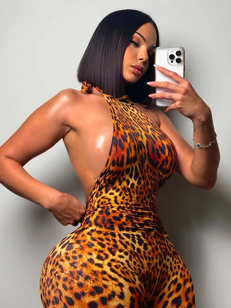 Weird Puss Colorful Print Romper Women Halter Bandage Summer Sexy Hipster Backless Activity Workout Fit Tight Stretch Playsuits - T&NLIFESTYLE Weird Puss Colorful Print Romper Women Halter Bandage Summer Sexy Hipster Backless Activity Workout Fit Tight Stretch Playsuits