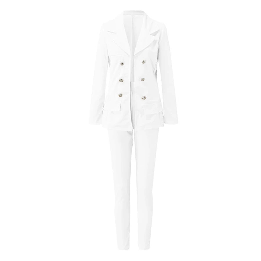 2023 Large Size Autumn/Winter Women's Sexy Single - breasted Solid Color Small Suit Casual Office Wear Elegant Short Coat 2pcs Set - T&NLIFESTYLE 2023 Large Size Autumn/Winter Women's Sexy Single - breasted Solid Color Small Suit Casual Office Wear Elegant Short Coat 2pcs Set