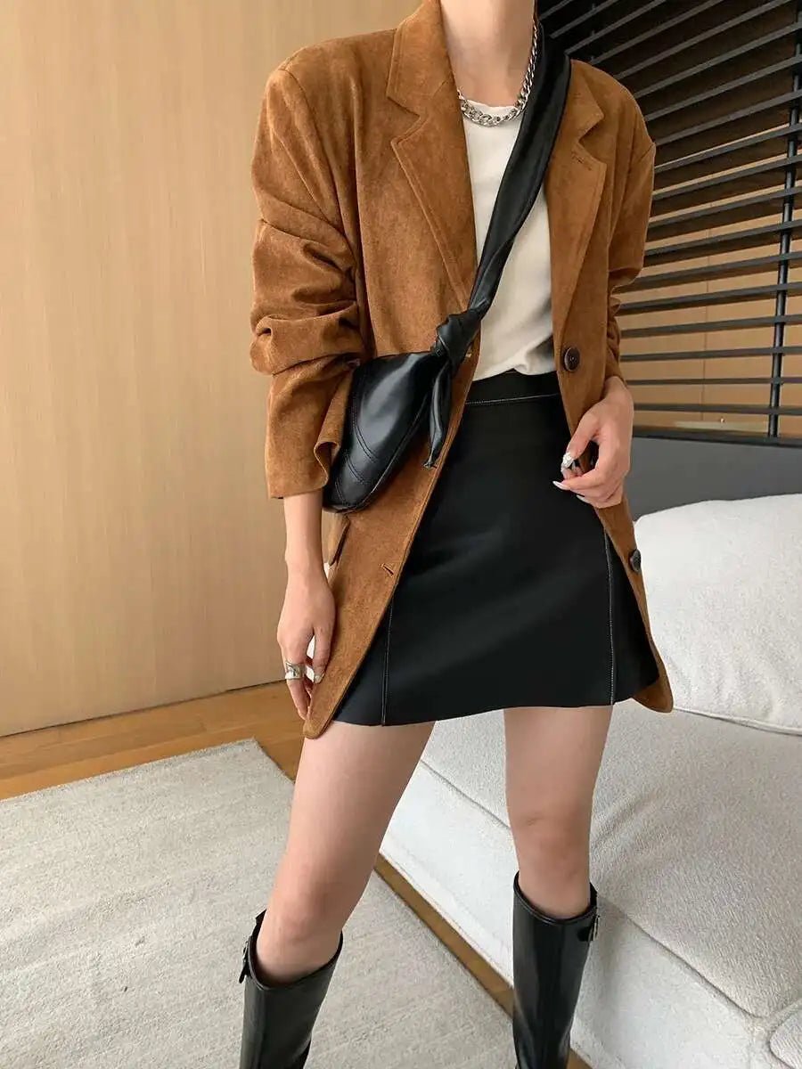 [LANMREM] Vintage Blazers For Women Notched Single Breasted Long Sleeve Office Lady Loose Jackets 2025 Autumn New 26D9821 - T&NLIFESTYLE [LANMREM] Vintage Blazers For Women Notched Single Breasted Long Sleeve Office Lady Loose Jackets 2025 Autumn New 26D9821
