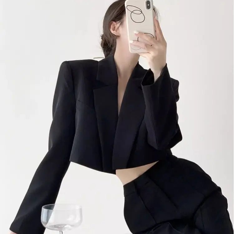 Fashion Women Short Blazer White Basic Jackets Top Elegant Solid Long Sleeve Open Front Coats Casual Short Outwear Office Coat - T&NLIFESTYLE Fashion Women Short Blazer White Basic Jackets Top Elegant Solid Long Sleeve Open Front Coats Casual Short Outwear Office Coat